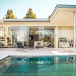 Clean modern architecture with pool